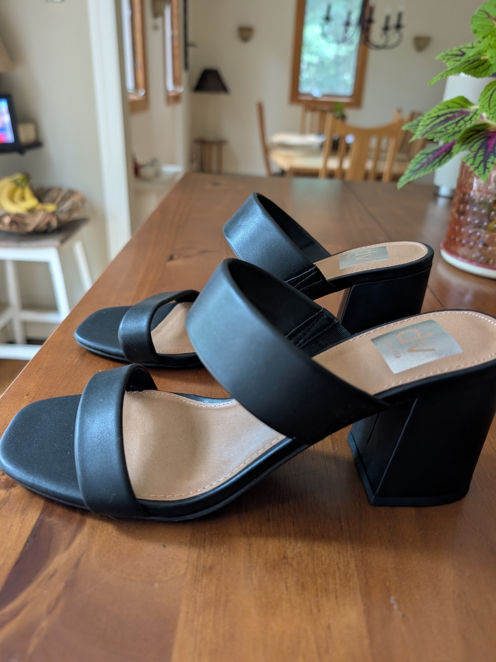 Dolce Vita Black Two-Band Block Heel Mules